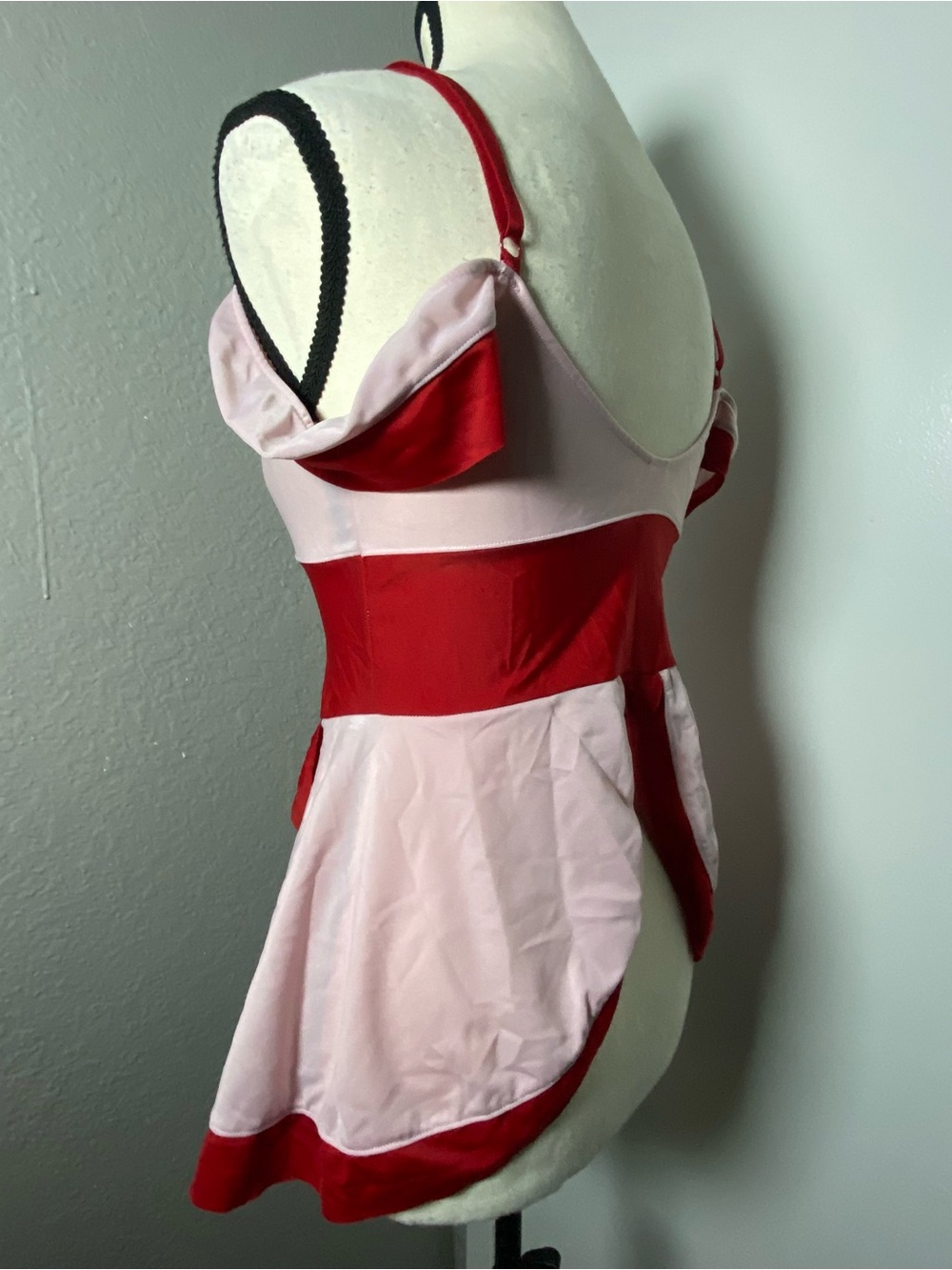 Y2K Pink & Red Cutout Mesh Maid Costume Size S/M - Picture 6 of 7